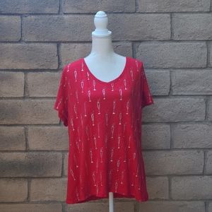 LANE Bryant Wine Glasses Short Sleeve Top Size 18/20 For the Holidays